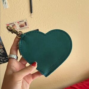 Portland Leather Teal Heart Coin Pouch